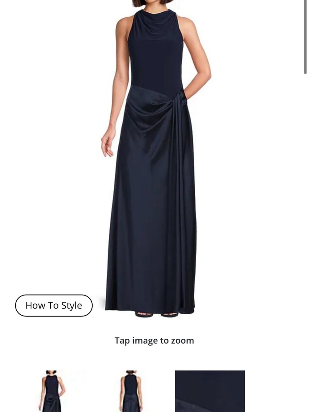 Betsy & Adam Navy Draped Maxi Skirt with Side Knot